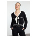 Trendyol Black Ribbon Detailed Knitwear Cardigan