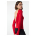 Trendyol Red Soft Fabric Backless Fitted Stretchy Knitted Blouse