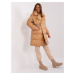 Camel winter quilted jacket with pockets
