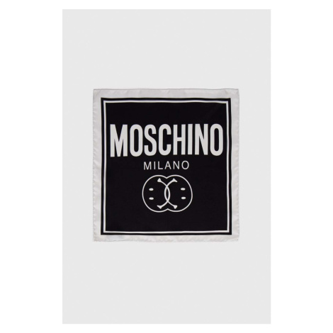 Hodvábna vreckovka Moschino x Smiley čierna farba