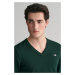 SVETER GANT CLASSIC COTTON V-NECK TARTAN GREEN