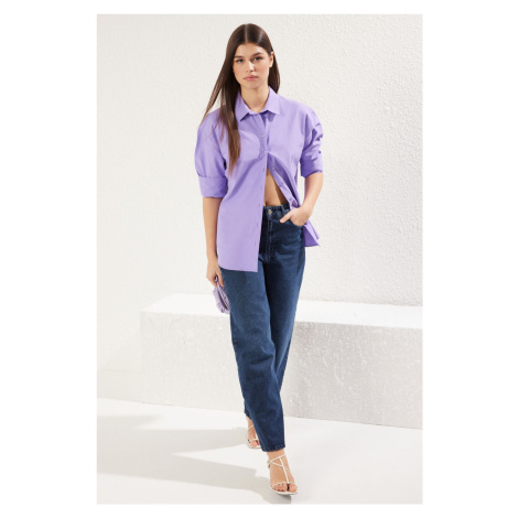 Trendyol Purple Loose Fit Cotton Woven Shirt