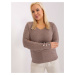 Dark beige melange sweater in a larger size made of viscose