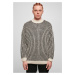 Oversized two-tone sweater white sand/black