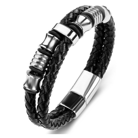 Pánsky kožený prepletaný náramok Norris Strieborný