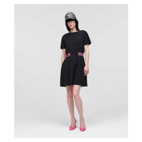 Šaty Karl Lagerfeld Jersey Dress W/Logo Waist Čierna