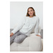 Trendyol White Cloud Patterned Wellsoft Winter Knitted Pajamas Set