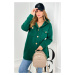 Cotton insulated sweatshirt with decorative buttons of dark green color