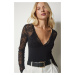 Happiness İstanbul Women's Black Lace Bodysuit