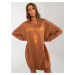 Light brown and orange long oversized sweatshirt with print