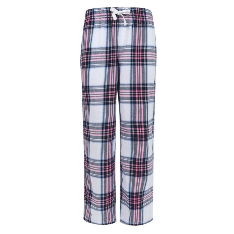SF (Skinnifit) Detské flanelové pyžamové nohavice - Biela / ružová