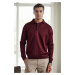 28296 Dewberry Polo Neck Mens Knit Sweater-BURGUNDY