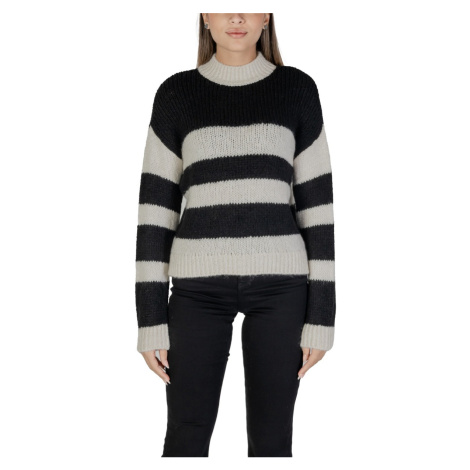 Jacqueline De Yong  JDYDINEA SIA L/S HN STRIPE PULLOVER KNT 15330716  Svetre Čierna