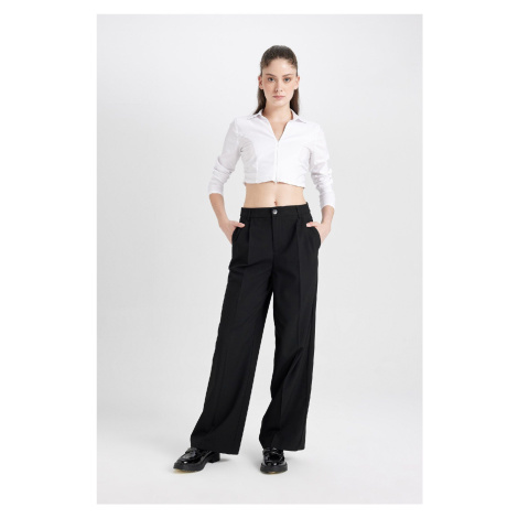 DEFACTO Classic Trousers Wide Leg Wide Leg Fleece Pocket High Waist Standard Length Basic Plain