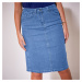 Blancheporte Rovná džínsová sukňa zapratá modrá