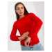 Casual red blouse with a round neckline