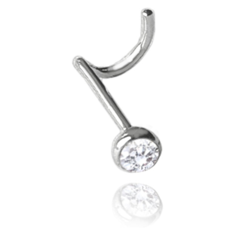 MINET Strieborný piercing do nosa s bielym zirkónom JMAN0406SE01