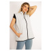 Şans Women's Plus Size Gray Rayon fabric upper, Zippered Pockets Vest