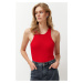 Trendyol Red Ribbed Knitwear Blouse