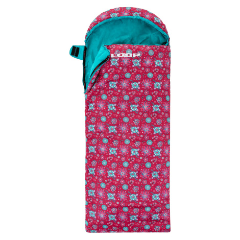 Girls' blanket sleeping bag LOAP FIEMME FLOWERS Pink/Blue