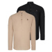 DOUBLE SET G783 DEWBERRY JUDGE COLLAR SHIRT-BLACK-BEIGE