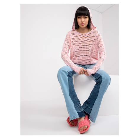 Light pink classic sweater with openwork pattern RUE PARIS