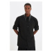 Trendyol Black Men's Relax Fit PU Collar Long Sleeve Single Pocket Epaulette Shirt