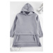 Trendyol Gray Hooded Pocket Detailed Knitted Sweatshirt