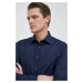 Bavlnená košeľa Seidensticker Shaped pánska, tmavomodrá farba, slim, s klasickým golierom, 01.02