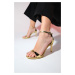 LuviShoes BERN Gold Mirror Women's Platform Heeled Evening Shoes