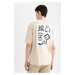 DEFACTO Oversize Wide Pattern Crew Neck Back Printed Short Sleeve T-Shirt