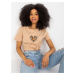 Camel T-shirt with heart-shaped neckline