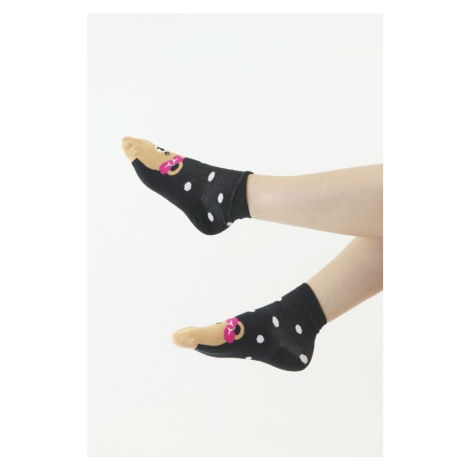 Zábavné ponožky Bear čierne s bielymi bodkami Moraj