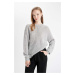 DEFACTO Regular Fit Crew Neck Thessaloniki Fabric Basic Plain Knitwear Sweater