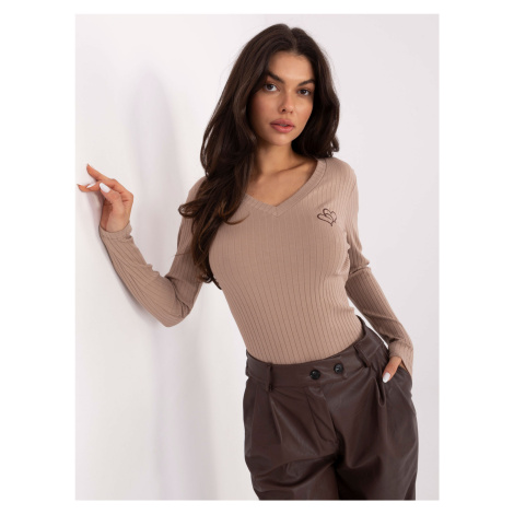 Blouse-RV-BZ-A1055.29P-dark beige Rue Paris