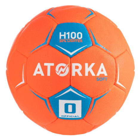 Detská lopta na hádzanú H100 soft T0 oranžovo-modrá ATORKA