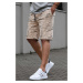 Madmext Beige Patterned Comfort Fit Men's Capri Shorts 5497