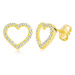 Náušnice v žltom 14K zlate - obrys srdca zdobený čírymi zirkónmi