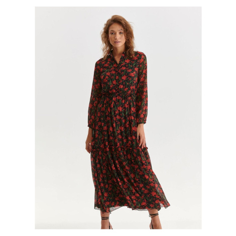 Red and black floral shirt maxi dress TOP SECRET - Ladies