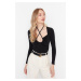 Trendyol Black Slim Barbell Neck Stretchy Knitted Blouse