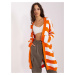 Orange-white long cardigan without closure