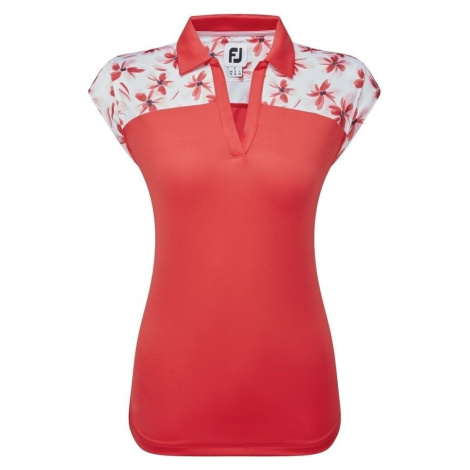 Footjoy Blocked Floral Print Lisle Red Polo košeľa