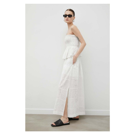 Bavlnená sukňa Herskind biela farba, maxi, áčkový strih