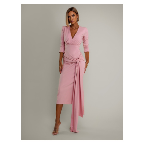 Ružové spoločenské šaty AUTIS so zaväzovaním