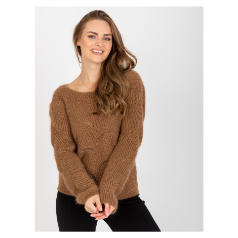 Brown fluffy classic sweater with wool OCH BELLA