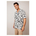 DEFACTO Patterned Linen Blend Short Sleeve Shirt