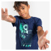 Detské bežecké tričko Dry+ 500 priedušné tmavomodro-zelené