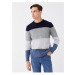 LC Waikiki Crew Neck Long Sleeve Color Block Men's Knitwear Sweater