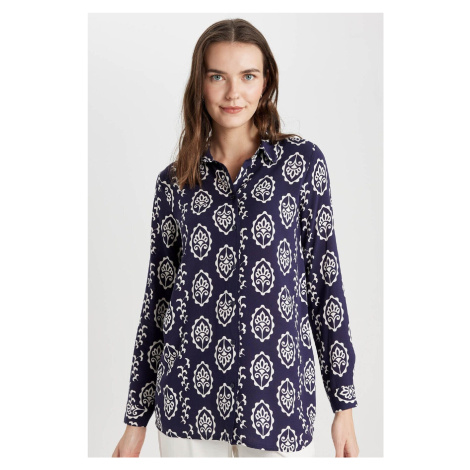 DEFACTO Loose Fit Patterned Long Sleeve Shirt Tunic