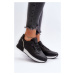 Leather lace-up platform sports shoes Black Merida